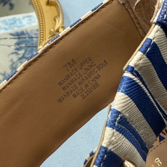 🆕 GIANNI BINI 🧿 x Shea Leigh Mills NWOB Carter Blue White Striped Sandal, Sz 7 - Picture 11 of 13